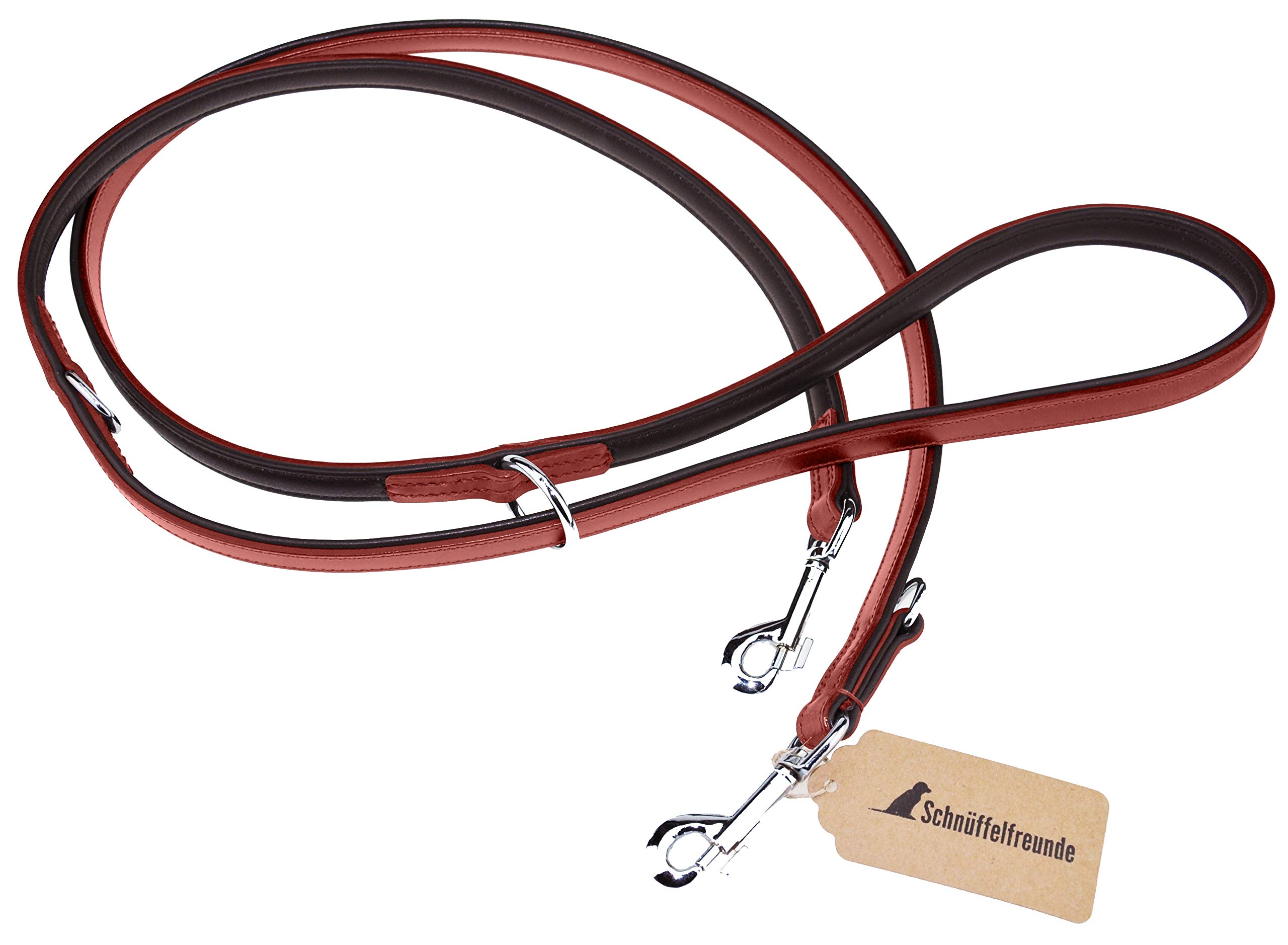 Schnüffelfreunde Leather Dog Lead - Training Lead - Adjustable to 3 Positions for All Dogs (230 cm, Red) — image 1