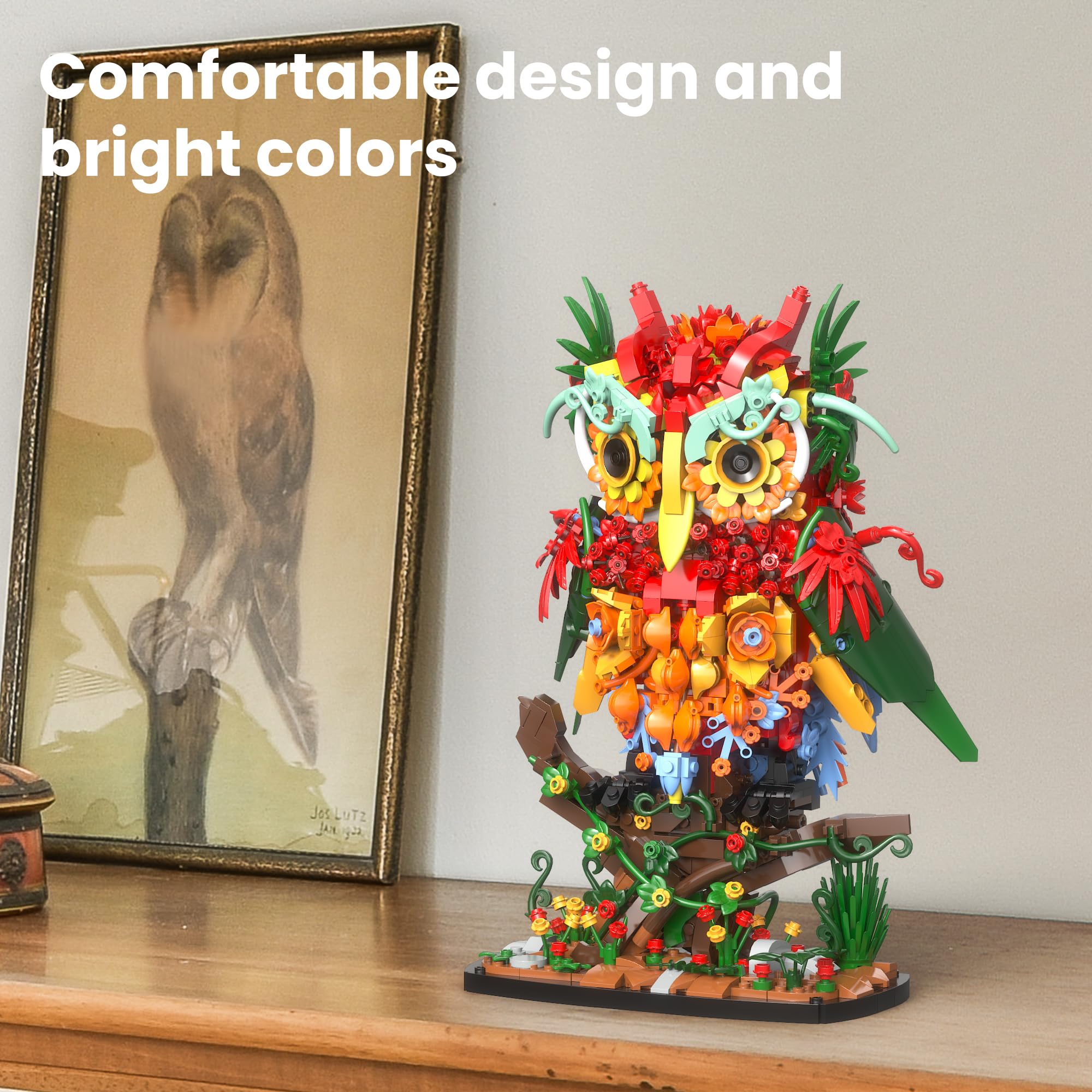 Sillbird Eulen Bauspielzeug Blumen von Botanicals Dekorative Sets für Erwachsene-Kreative Weihnachts- und Geburtstagsgeschenke (1309 Stücke-Orange) 3