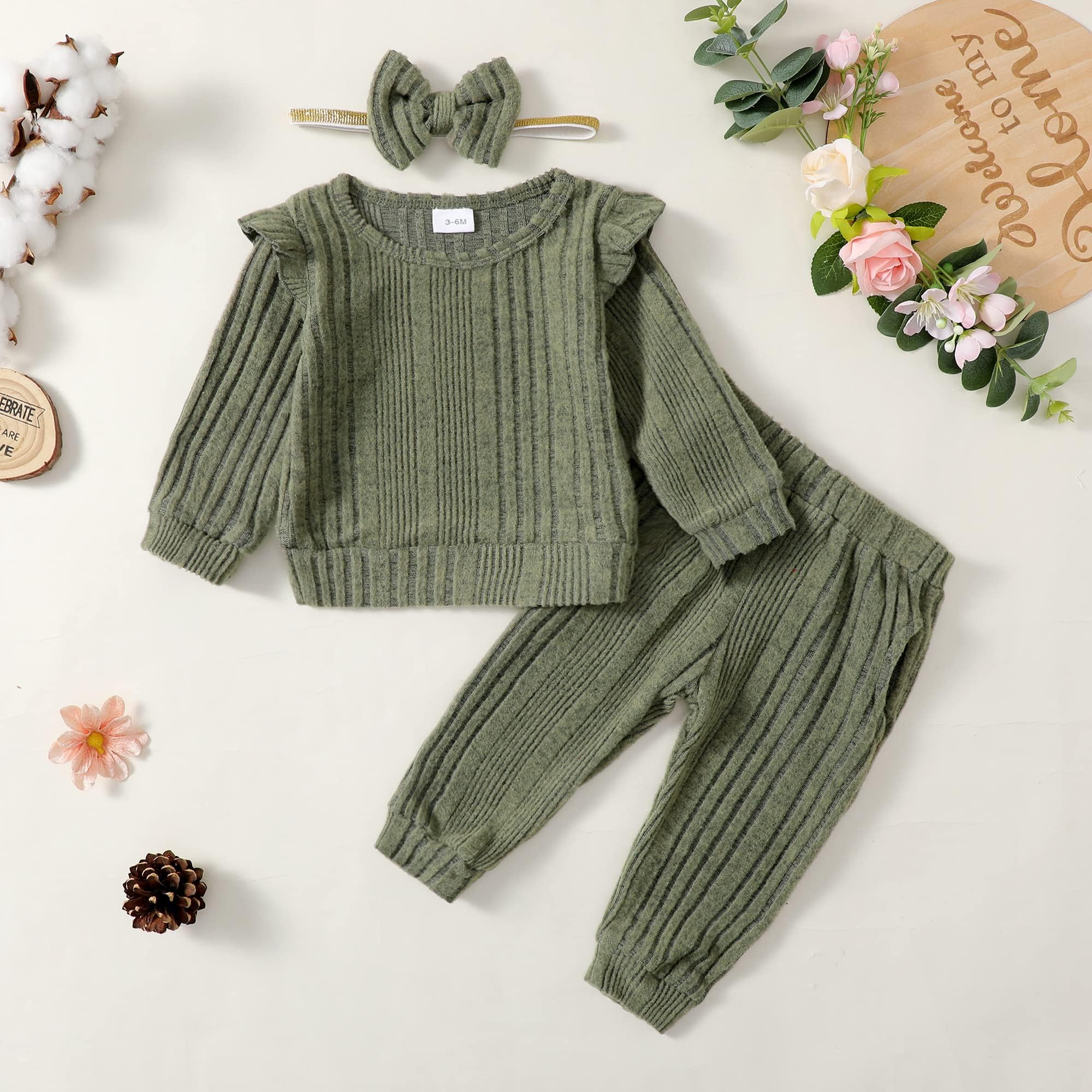 Mioglrie Toddler Baby Girl Clothes Fall Winter Sweatsuit Newborn Sweatshirt Sweat Pant Sets Outfits Infant Girls Clothing