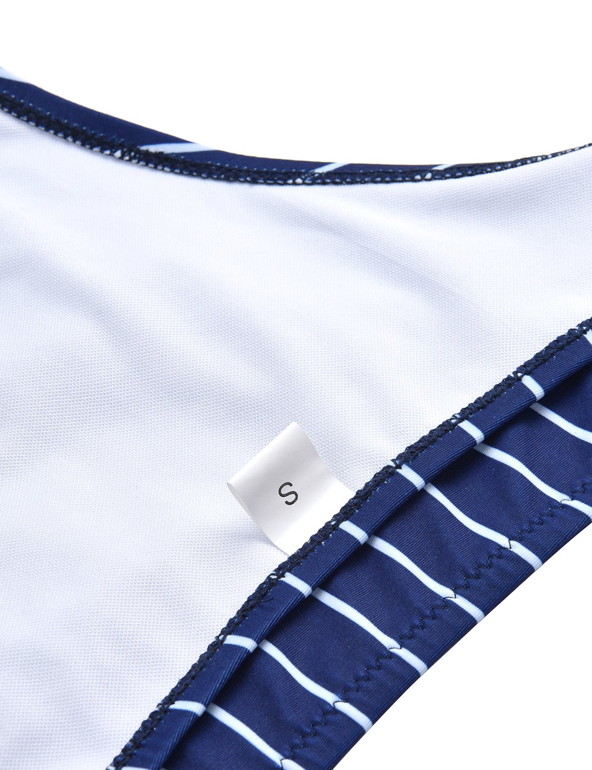 Blooming Jelly Women Blue White Striped Bikini Set,Sexy Triangle Padded Cut Out Swimsuit Swimming Costume for Ladies,Blue,M=UK12