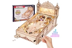ROKR Miniature Pinball Machine-3D Wooden Puzzles for Adults-DIY Wood Model Kits for Adults-Toy Gifts for Ages 14 and Up