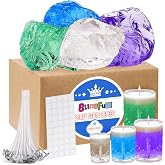 Blingfun Gel Wax for Candle Making with 4 pcs Jelly Wax,50pcs Candle Wicks &amp; 50pcs Stickers Candle Wax for Candle Making,Handcraft Scented Candles Supplies
