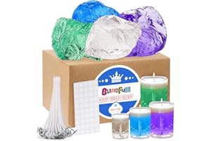 Blingfun Gel Wax for Candle Making with 4 pcs Jelly Wax,50pcs Candle Wicks & 50pcs Stickers Candle Wax for Candle Making,Handcraft Scented Candles Supplies