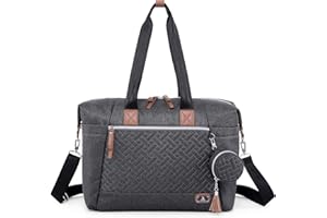 Dikaslon Diaper Bag Tote with Pacifier Case and Changing Pad, Large Travel Diaper Tote for Mom and Dad, Multifunction Baby Bag for Boys and Girls, Dark Grey