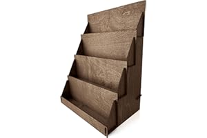 MAROLEN Portable Greeting Card Display Stand - Counter Top Portable Craft Show Display - 4 Tier Greeting Card & Rack Card Display - Coaster Display Rack - Farmers Market Display Tabletop Stand (Ebony)