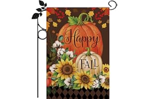 BIFSK Happy Fall Garden Flag Burlap Autumn Vertical Double Sided Fall Thanksgiving Pumpkin Garden Flag Yard Outdoor Decoration 12.5 X 18 Inch
