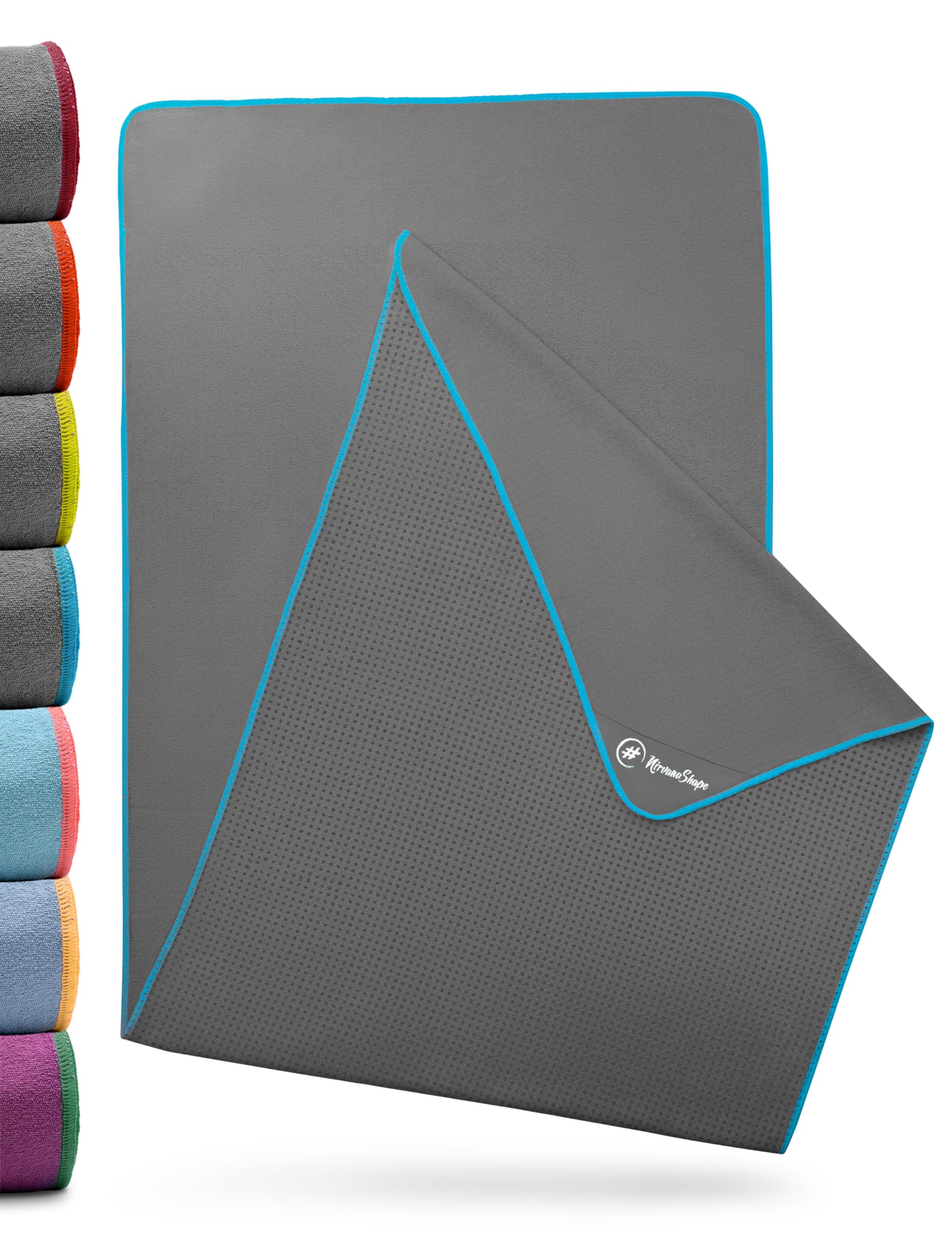 NirvanaShape Non-slip yoga towel | Hot yoga towel with non-slip beads | Yoga towel overlay for yoga mat (73" 25" | 185x63 cm)
