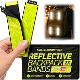 Byllstore Reflective Backpack Bands | High-Visibility Orafol Reflectors | Hook-and-Loop Closure | 1.2&Prime; x 5&Prime; | 2-Pack
