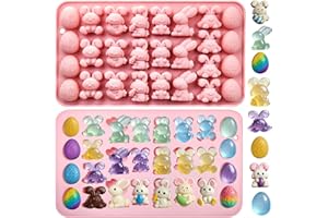 2-Pack Easter Bunny Silicone Molds, Bunny Egg Silicone Chocolate Candy Baking Molds for Spring Easter Party Favors & Craft Gi