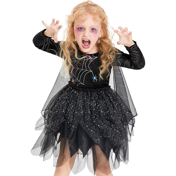 Spinnenhexe-Kostüm Für Mädchen – Verkleidung Für Halloween & Karneval – Größe 7-9 Jahre