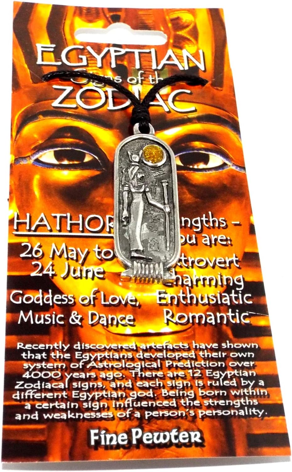 Hathor (Love, Music) Egyptian Cartouche Pendant (Lucky Astrology Necklace) by Interesting Times