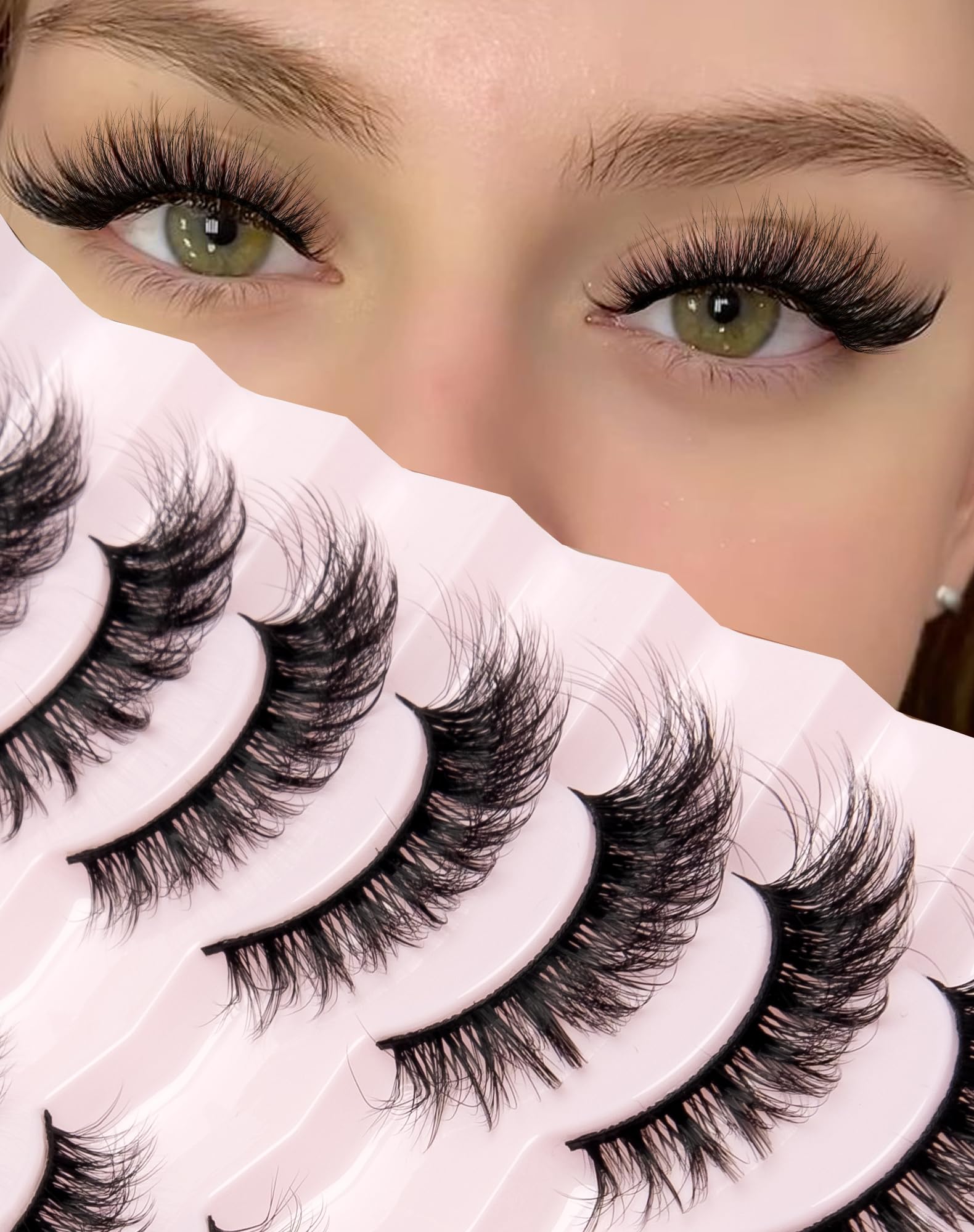 Onlyall Lashes Mink False Eyelashes Natural Wispy Lashes Soft Faux Mink Lash Fluffy False Lashes 16MM A04 — image 1