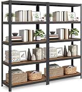 SONGMICS Set of 2 Shelving Units 40 x 90 x 180 cm Rustic Brown Black