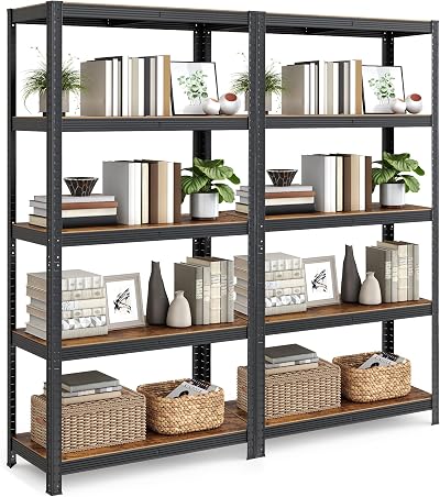SONGMICS Set of 2 Shelving Units 40 x 90 x 180 cm Rustic Brown Black
