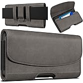 PiTau Holster for iPhone SE 8 7 6s 6, Premium Cell Phone Belt Holder Case with Clip Loops ID Card Carrying Pouch Cover for Men, (Fits Apple Phone with Case on) Pewter Small