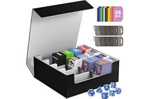 SFSOC 3500+ Trading Card Storage Box,4-Row MTG Deck Box with 36 Dividers & 8 Stoppers,Commander Deck Case Fits For Toploaders, Magnetic Card Holder,TCG,YugiOh and Sport Cards