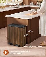 SONGMICS Dual Rubbish Bin 2-Compartment 30 L Dark Walnut LTB060N02 view 2
