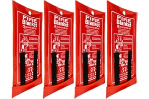 FLASLD 4 Pack Fire Blanket for Home and Kitchen, 40x40 Inch Fiberglass Fire Blankets Emergency for People, Fire Suppression Blankets for School Fireplace Grill Car Office Garage Welding Warehouse