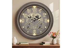 Pytha Sight Illuminated Large Indoor Outdoor Clock,18 Inch Smart Star World Map Outdoor Clocks Waterproof,Outdoor Wall Clock 