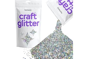 Hemway Craft Glitter 100g / 3.5oz Glitter Flakes for Arts Crafts Tumblers Resin Epoxy Scrapbook Glass Schools Paper Halloween Decorations - Shaped (1/8" 0.125" 3mm) - Silver Holographic Stars & Moons
