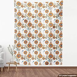 Ambesonne Flower Fabric by The Yard, Retro Style