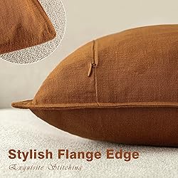 Foindtower Set of 2, Decorative Linen Soild Throw
