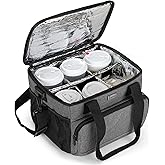 Trunab Reusable 6 Cups Drink Carrier for Delivery with Adjustable Dividers, Handle with Carrying Strap Tote Holder Insulated Bag for Beverages,Food Take Out,Outdoors