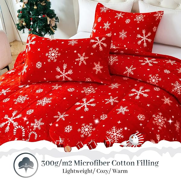 YIYEA CHRISTMAS FLUFFY KING SIZE COMFORTER SET, LUXURY FAUX FUR COMFORTER, ULTRA SOFT PLUSH FUZZY VELVET BEDDING COMFORTER SETS FOR FALL WINTER, COZY WARMTH, NO SHEDDING, 3PC, KING