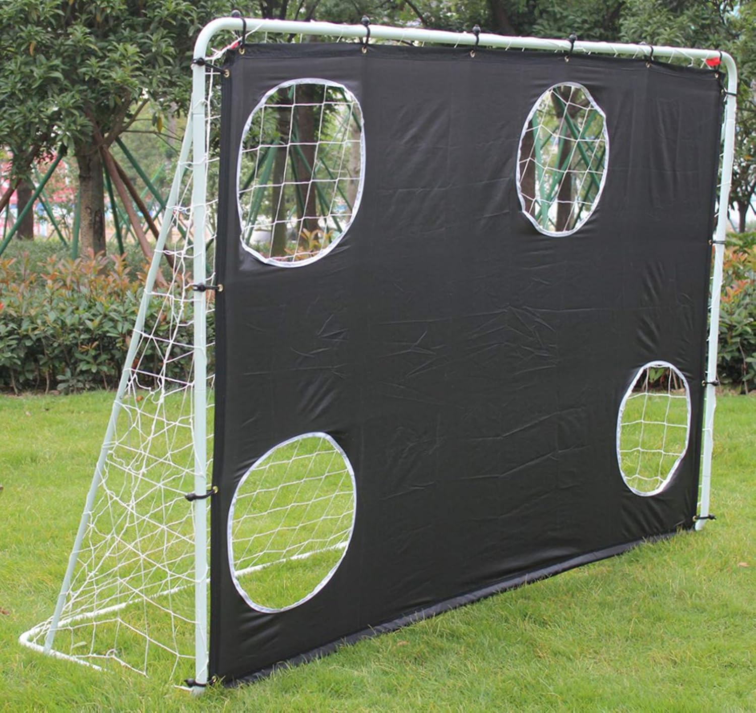 KL KLB Sport 7' x 5' Steel 3 in 1 Soccer Goal Target with 4 Scoring Zones – Includes Frame, Rebounder Net, Target Nets and Carry Bag – Portable Shot Accuracy Training Tool : Sports & Outdoors