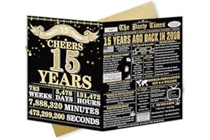 Zyulin 15th Birthday Card, Special Birthday Gift Ideas for 15 Year Old Boy Girls, Happy 15th Birthday Decorations for Teen Girls Boys Daughter Son