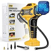 Tire Inflator Air Compressor Compatible with Dewalt 20V Battery, LIVOWALNY 160 PSI Cordless Portable Electric Air Pump 2025 Bigger LCD Digital Pressure Gauge for Car, Bike, Sport Ball (No Battery)