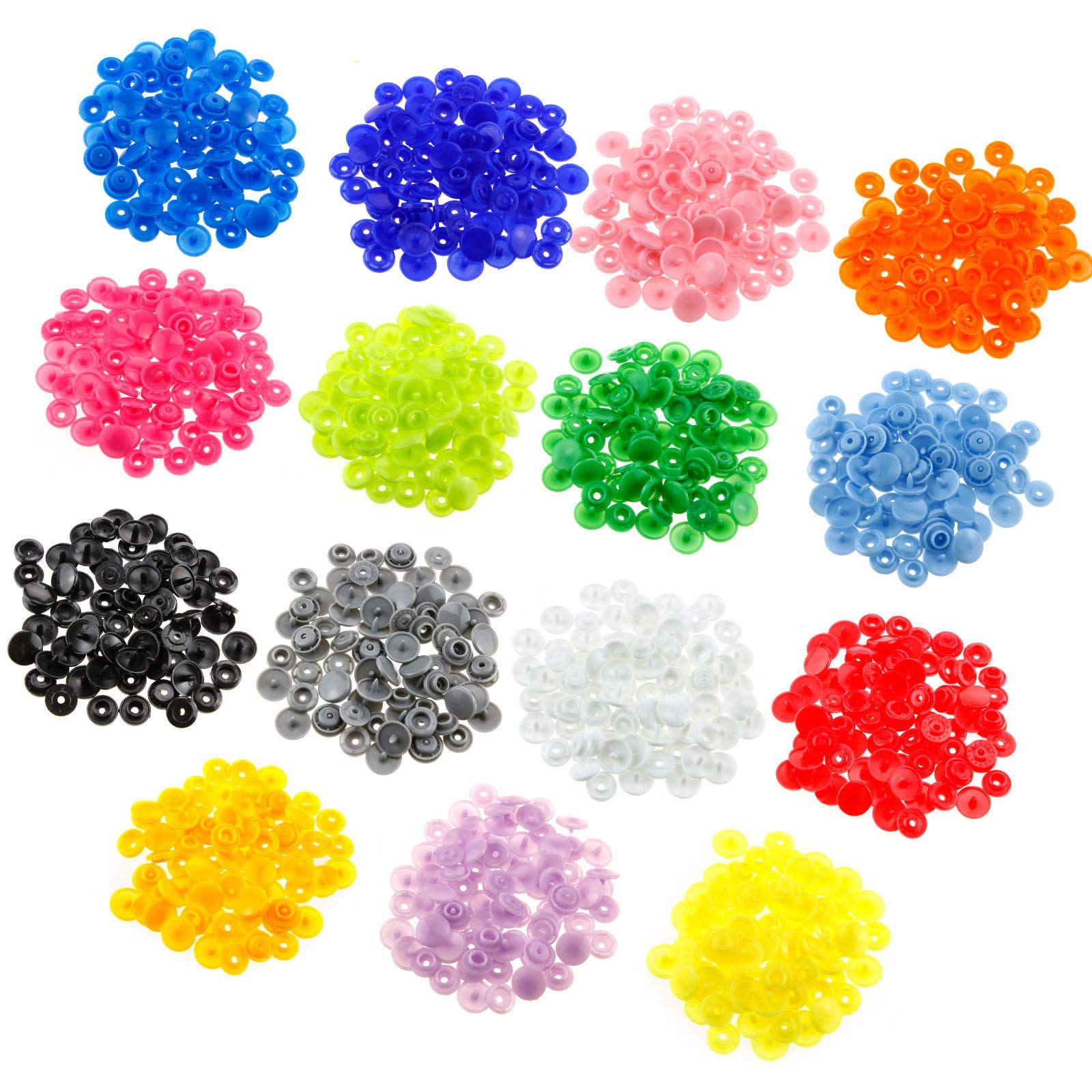 Trimming Shop KAM Snap Fasteners T5 Plastic Snaps No-Sew Buttons Fasteners for Woollen Clothing Kid Wear Fabrics Diapers Bibs 440pcs (22 Assorted Colours)