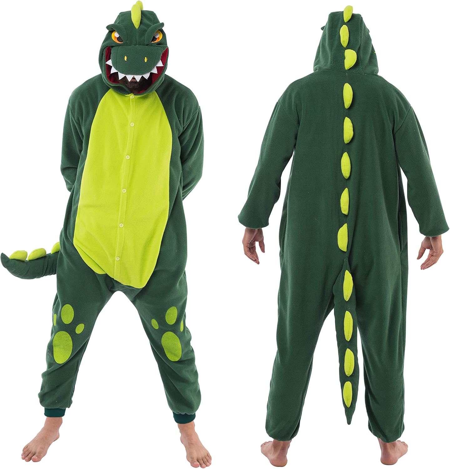 Spooktacular Creations Unisex Adult jumpsuit Plush jumpsuit dinosaur Animal Costume (S), Multicolored - Image 3