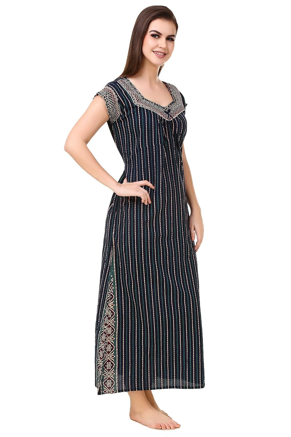 masha women's cotton printed nighty