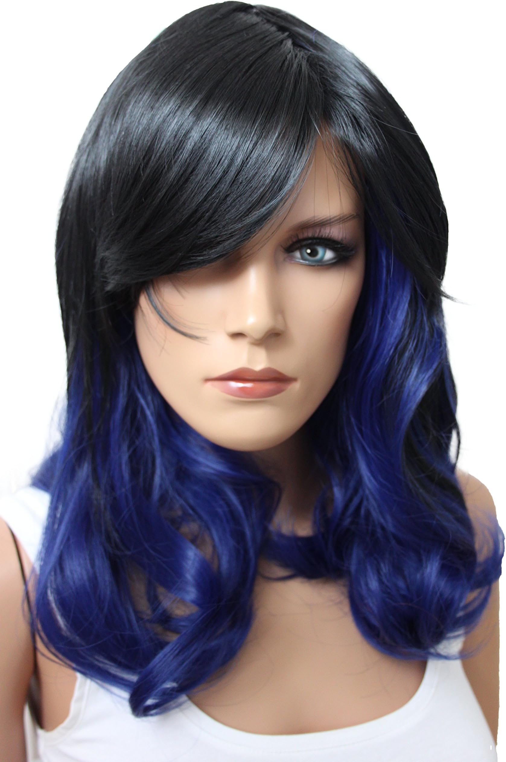 PRETTYSHOP Bob Page Wig Short Hair Straigh Heat-Resistant Black Blue 1T81C WK 200
