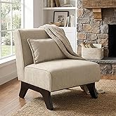 Womina Armless Accent Chair Upholstered Comfy Modern Living Room Side Chair | Comfy Small Accent Lounge Chair with Pillow & W