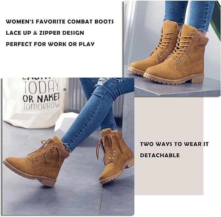 Chenghe Womens Combat Waterproof Booties
