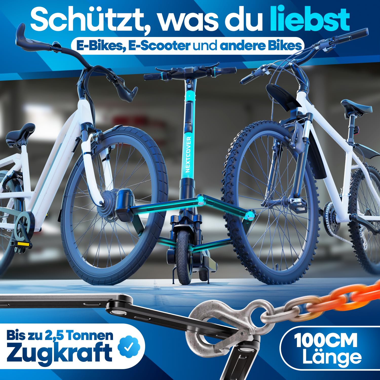 NEXTCOVER® NEU Faltschloss Fahrrad FoldPro 100cm - Das Original - mit SteelSecure-Technologie 3.0 I Robustes Fahrradschloss Faltschloss I Fahrradschloss hohe Sicherheit inkl. Halterung 5