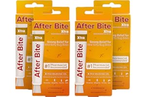 After Bite Xtra Formula - Itch Relief with Diphenhydramine HCl - Ideal for Mosquito & Fire Ant Bites, Bees & More - Portable Gel Formula - 0.7 oz (4 Pack)