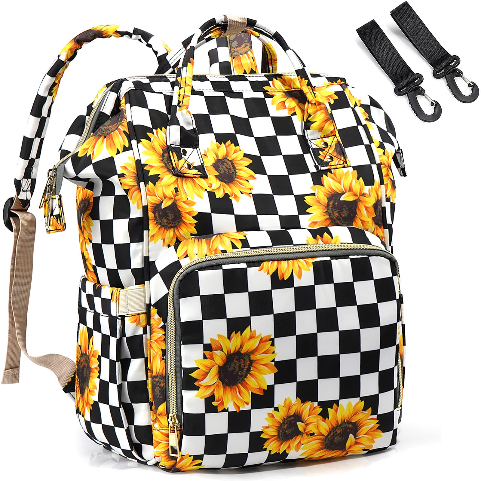 Diaper Bag Backpack for Mom & Dad, Multifunction Waterproof Baby Changing Bags, Large Nappy Bag Backpack (Sunflower)