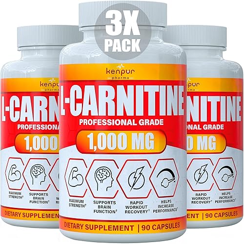 Kenpur Pharma L-carnitine 2000 mg Pack of 2 Capsules for Increased Energy,  Better Athletic Performance, Stamina l Carnitine Supplement Signature L  Carnitine 180 Caps American Quality (90 Capsules (Pack of 3)) in Kenya
