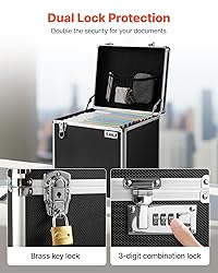 VEVOR Portable File Storage Box, 15.6 x 12.6 x 15