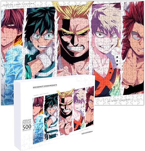 Amazon ヒロアカ パズル 500ピース 38x52cm オールマイト 爆豪勝己 轟焦凍 緑谷出久 切島銳兒郎 人気 キャラクター グッズ 僕のヒーローアカデミア パズル 木製 子供 ぱずる 萌えグッズ アニメ 初心者向け ギフト プレゼント 知育パズル 美しい包装箱 木製パズル ホビー