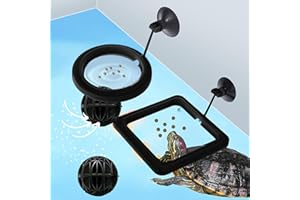 HOMEDY CRAFTS Turtle Feeding Ring for Fish Tank with Filter Balls Set, Floating Feeding Ring for Fish Tank and Nitrifying Balls, Aquatic Turtles Toys, Feeder for Betta Guppy Goldfish (Black)