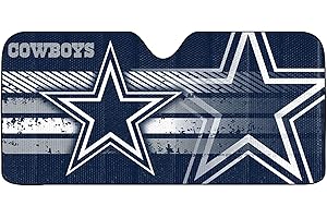 Fanmats NFL Windshield Sun Auto Shade, Sun Shield Sun Visor Accordion tri-fold for Storage 59" x 29.5", Colorful Team Design