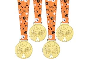 Abaokai Halloween Party Supplies - Golden Best Costume Skeleton Medals for Kids Adults Contest Awards Prizes, Skeleton Costume Contest Trophy Awards, 4 Pack