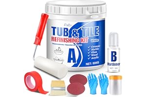 LIMINO Tub and Tile Refinishing Kit - 17oz Semi-Gloss White Tile Paint with Tools for Bathtub Sink Countertop for Bathroom Kitchen, Bathtub Paint for Ceramic, Porcelain Fiberglass, Low Odor, 25-30 sq.ft