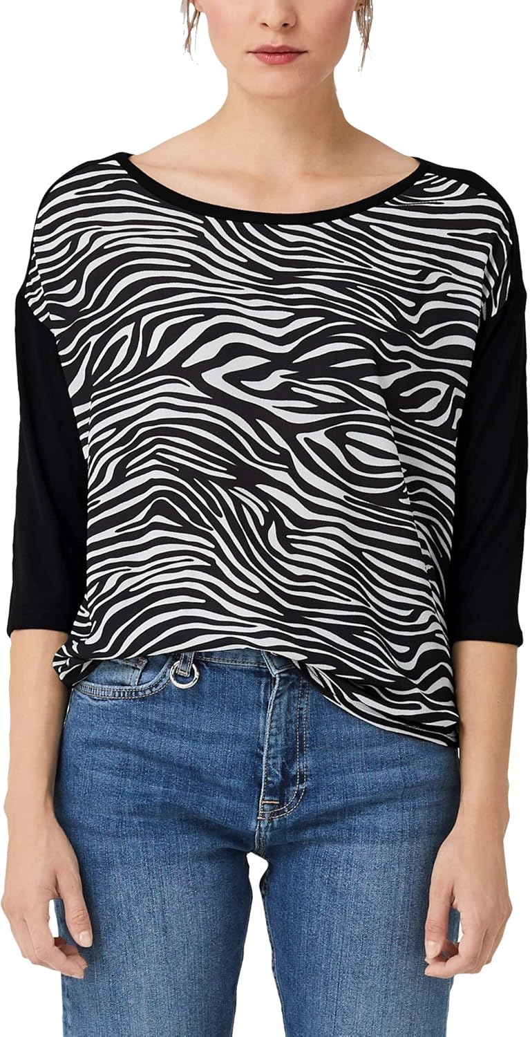 S.Oliver Damen T-Shirt 3/4 Arm - Basic Shirt Für Den Alltag