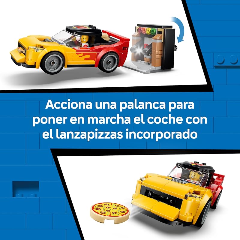 City Experiencia de Pizza a Domicilio con Vehículos – Coche, Moto y Dron de Juguete, Comida, Máquina Recreativa y 4 Minifiguras – Regalo de Cumpleaños para Niños de 6+ Años – 60496 — foto 7 de 8