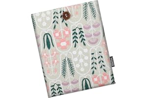 MoKo 6-7" Embroidered Daisy Padded Sleeve Pouch for Fire 7 2022, 7" Kindle Colorsoft Signature Edition 2024, Kindle 11/10/8 Gen, Paperwhite 11th/10th Gen, Pouch for Voyage/Kobo eReader, Beige Plants
